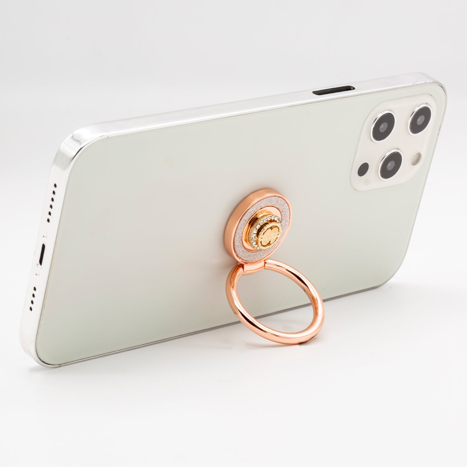 Diamond inlaid 360 ° rotating mobile phone metal ring buckle / kickstand