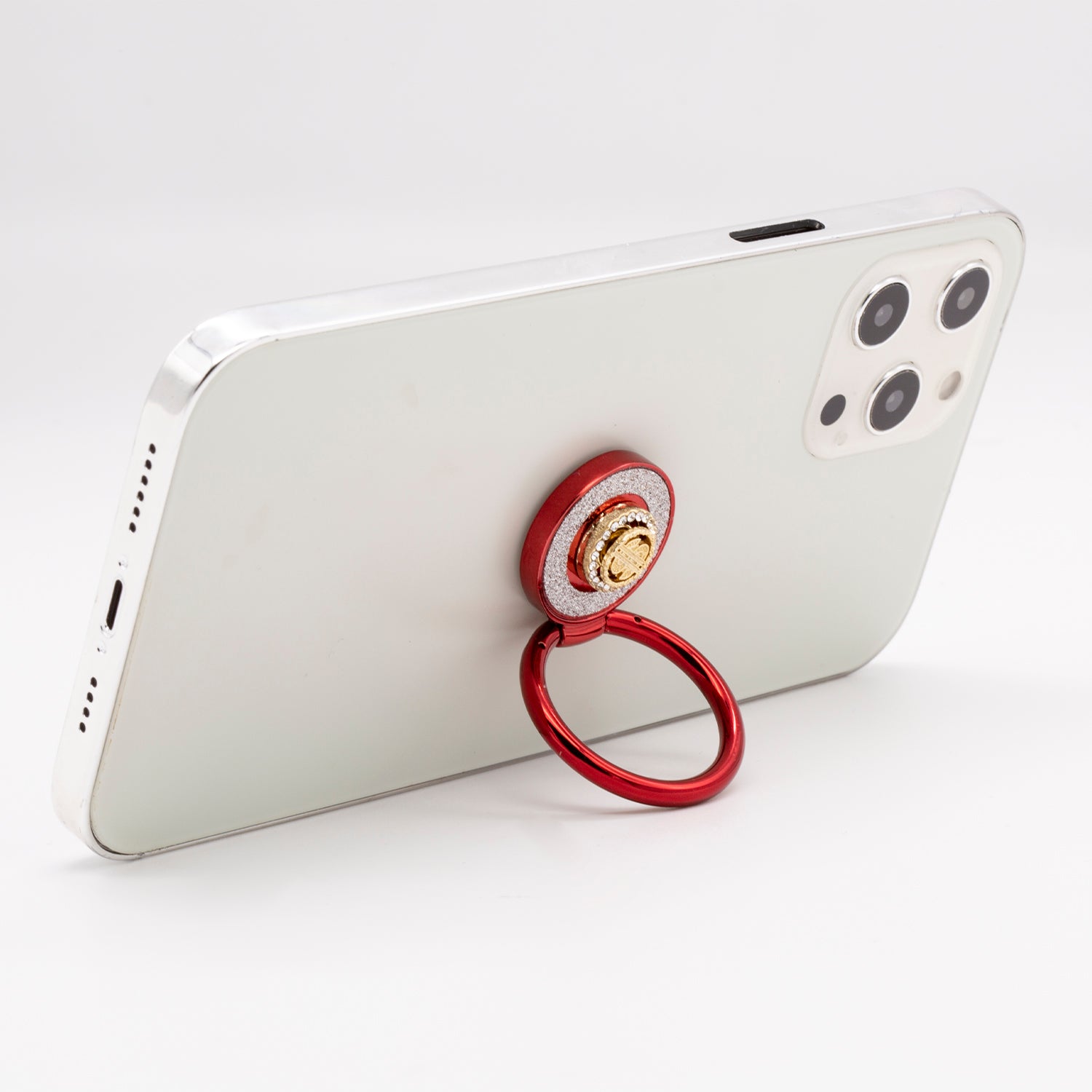 Diamond inlaid 360 ° rotating mobile phone metal ring buckle / kickstand