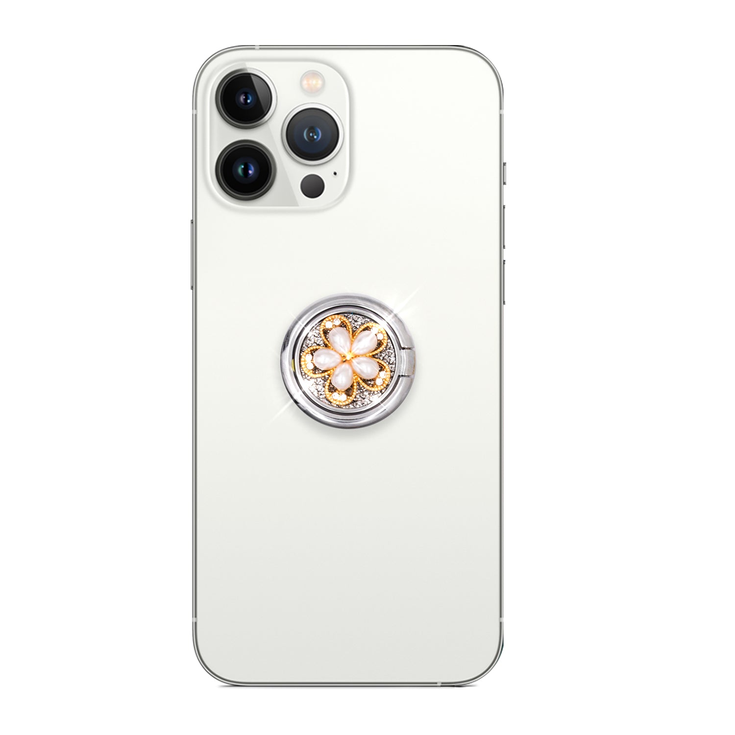 Bling bling pearl and diamonds mobile phone metal ring buckle / kickstand