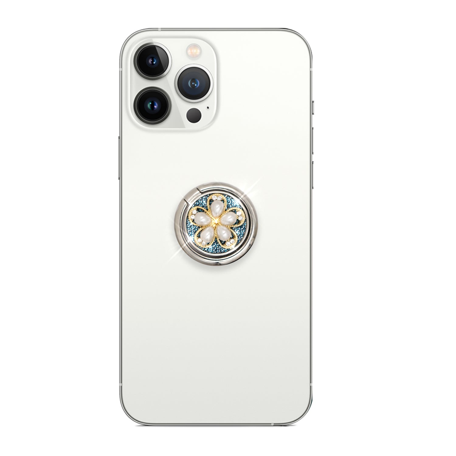 Bling bling pearl and diamonds mobile phone metal ring buckle / kickstand