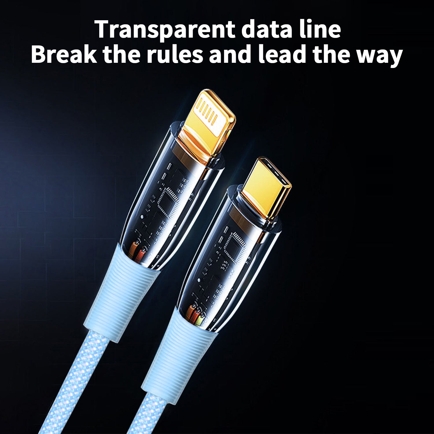 Lightning to Type-C Transparent Charging &Sync Data Cable