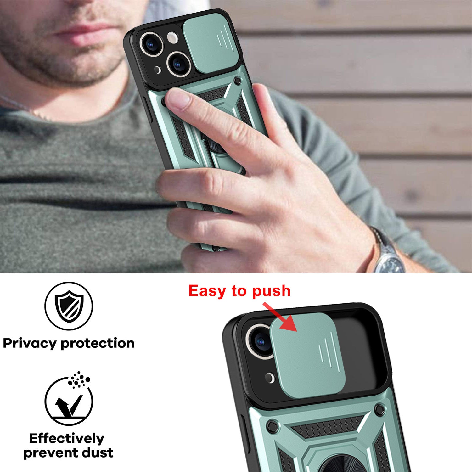 iPhone 14 Sliding window with kickstand Phone Case