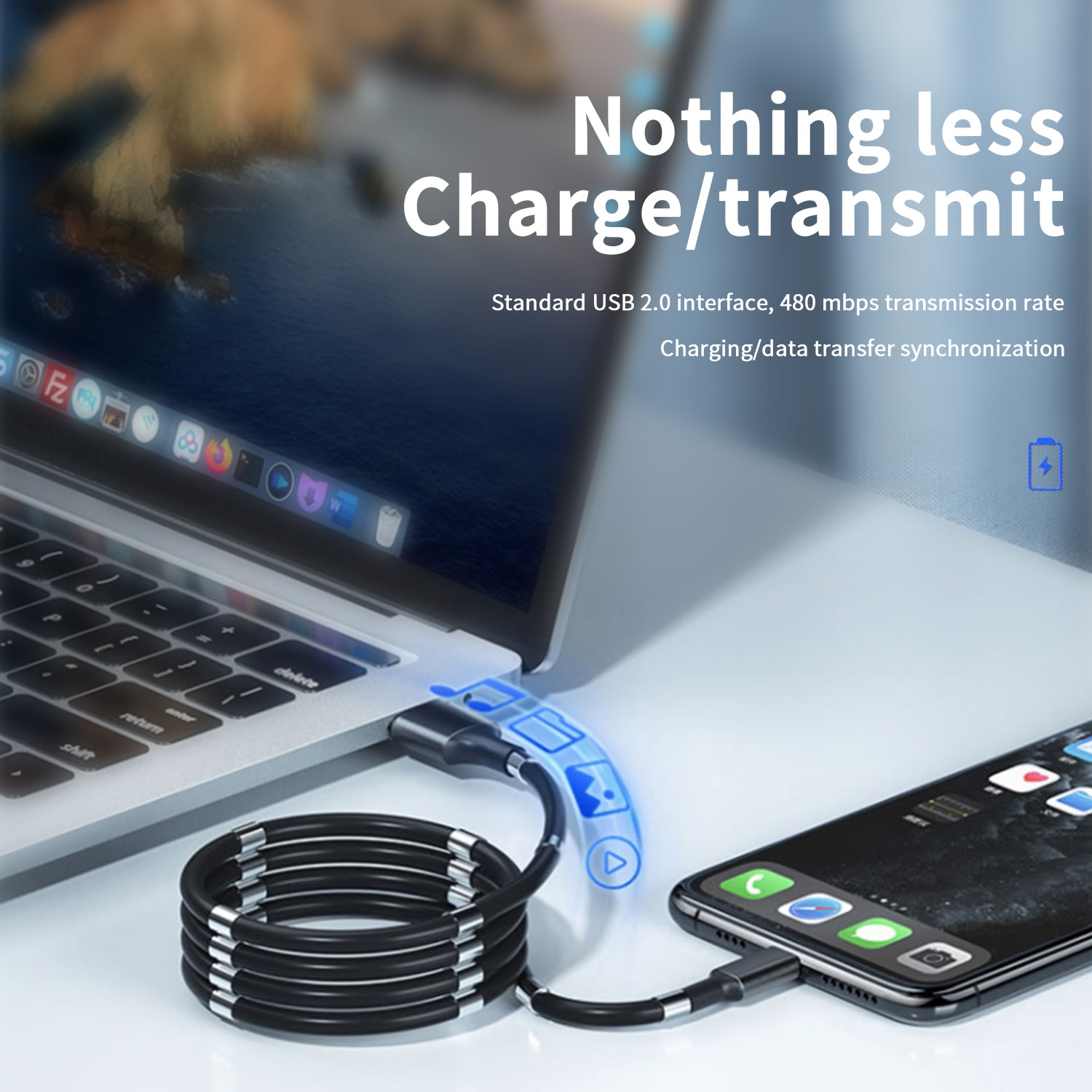 3 Feet USB to lightning magnetically fast charge & Sync cable