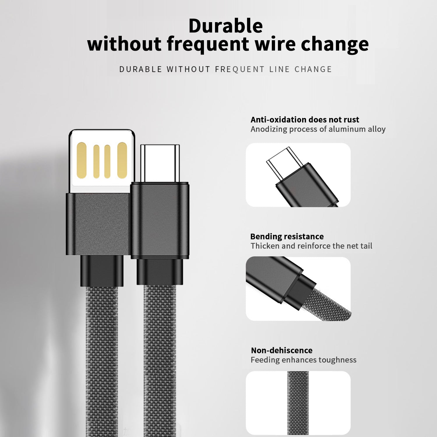USB to Type-c 1M double sided high speed full function fast charging data cable