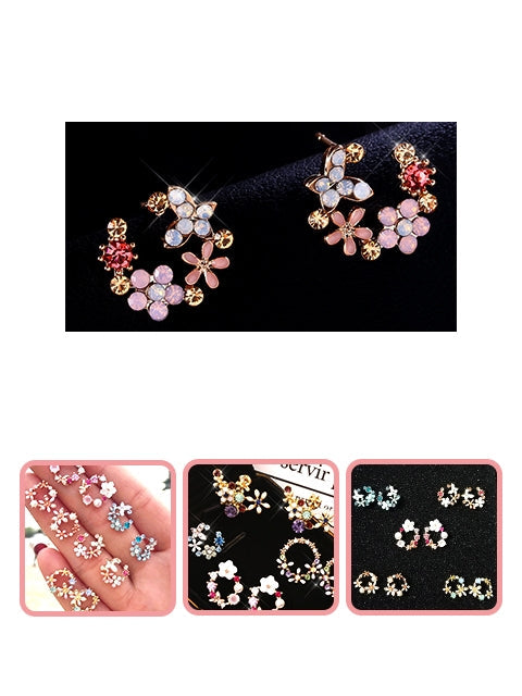 A Dozen of Flower Stud Earrings for Women Girls Cute Wreath Garland Earrings