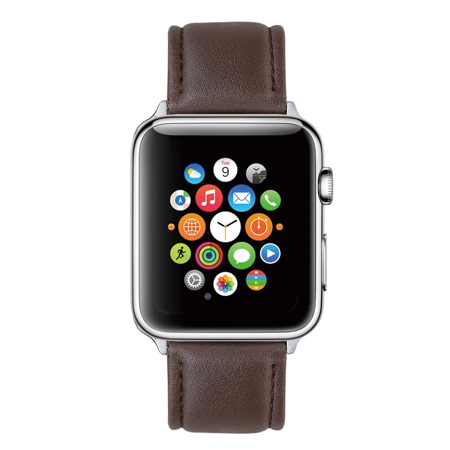 Leather Replacement i Watch Bands with Silver Buckle for Apple Watch Series7/6/SE/5/4/3/2/1