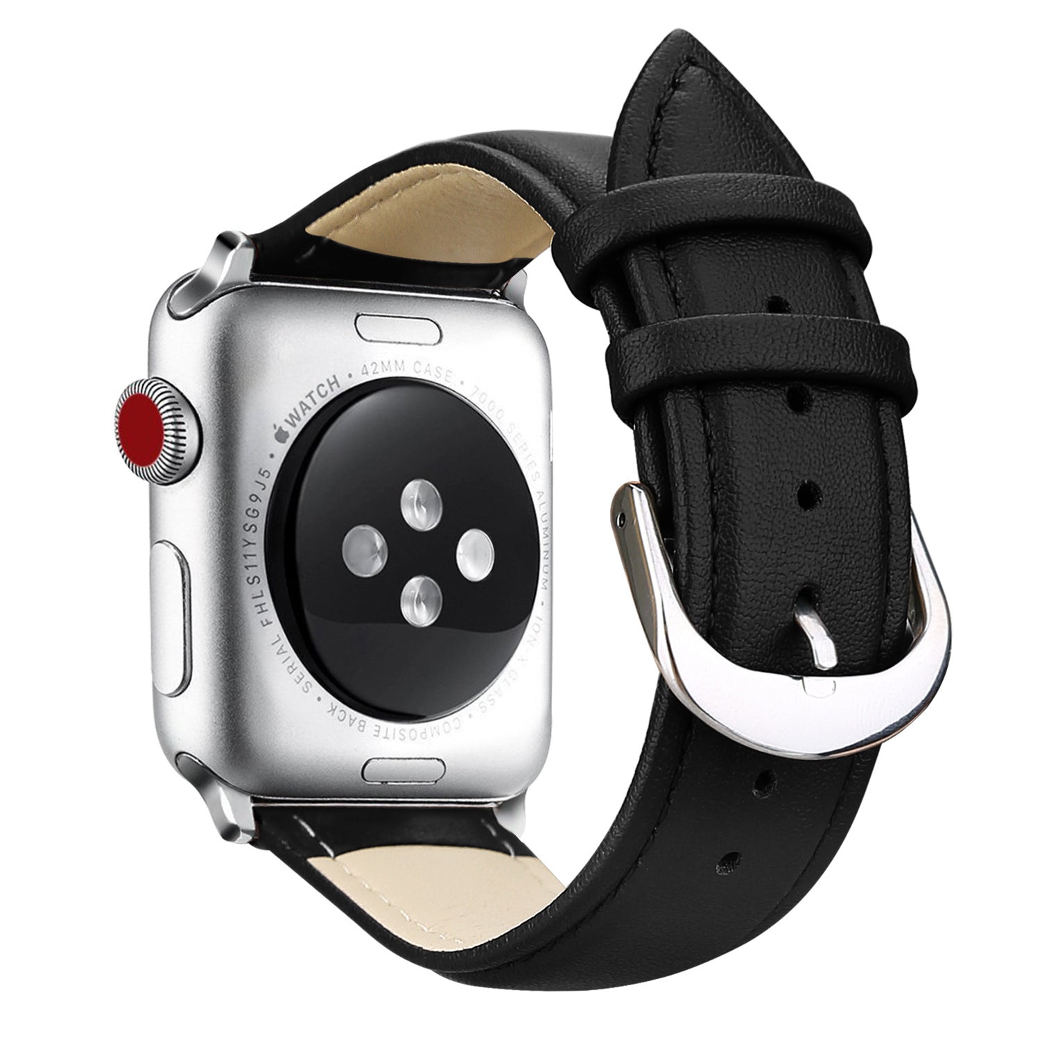 Leather Replacement i Watch Bands with Silver Buckle for Apple Watch Series7/6/SE/5/4/3/2/1