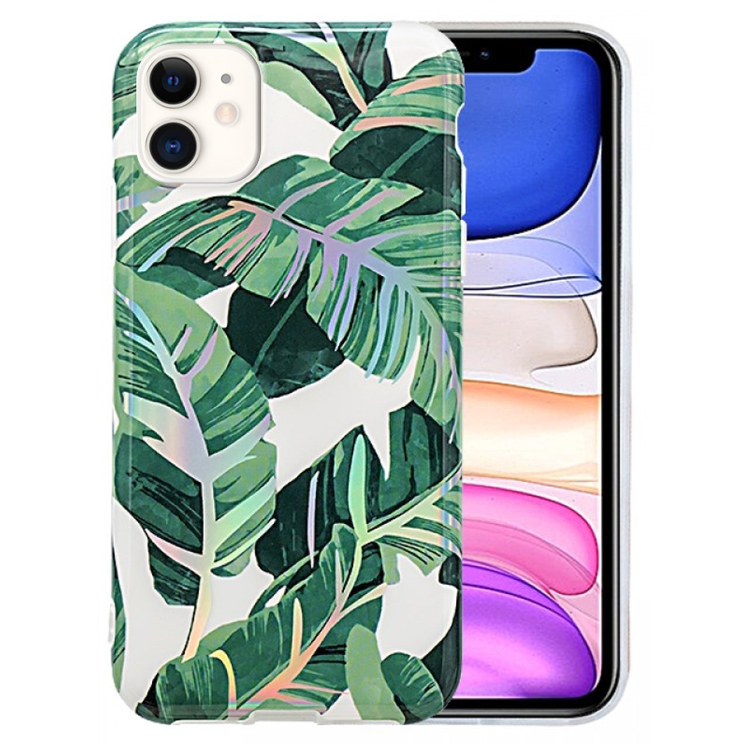 iPhone 12 Mini (5.4") Plating Flower Silicone Cases with Laser Effect