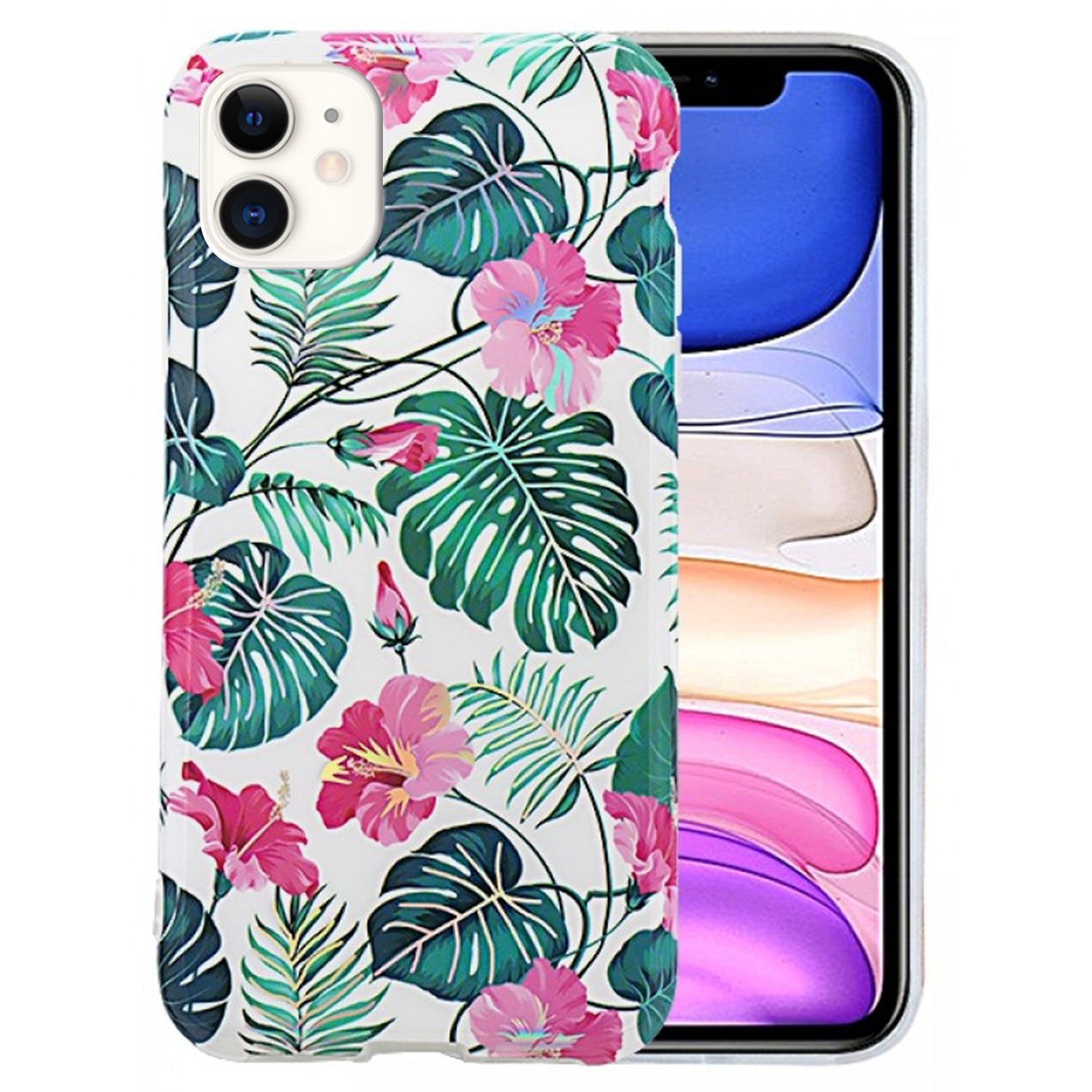iPhone 12 Mini (5.4") Plating Flower Silicone Cases with Laser Effect