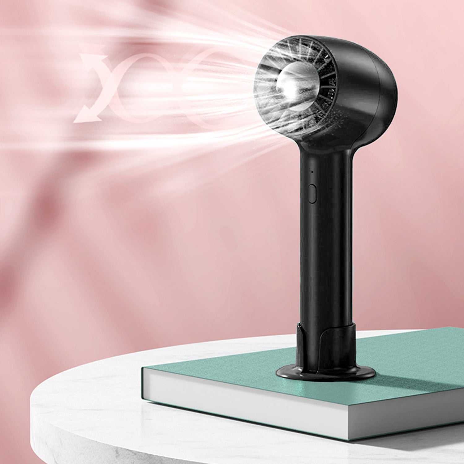 Mini Fan USB-C handheld and support standing-Black