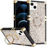iPhone 13 mini Fashion Case TPU Luxury Grey Diamonds  with Kickstand