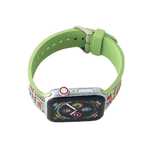 Apple Watch Series 4/3/2/1 with Silver Buckle Rubber Design Colorful Replacement i Watch Bands