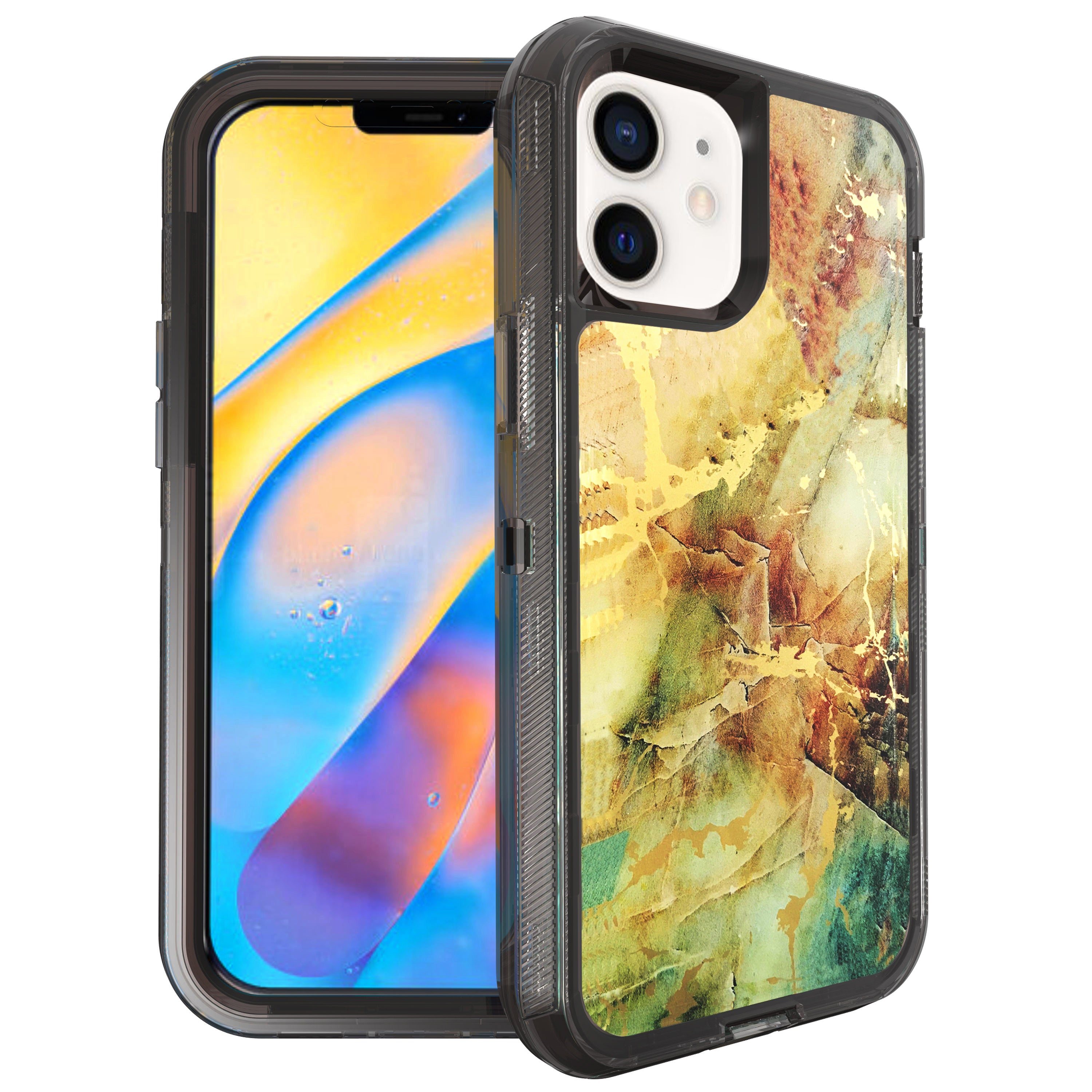 iPhone 12 /12Pro (6.1") Anti-Shock Durable Protective TPU Heavy Duty Marble Clear Case