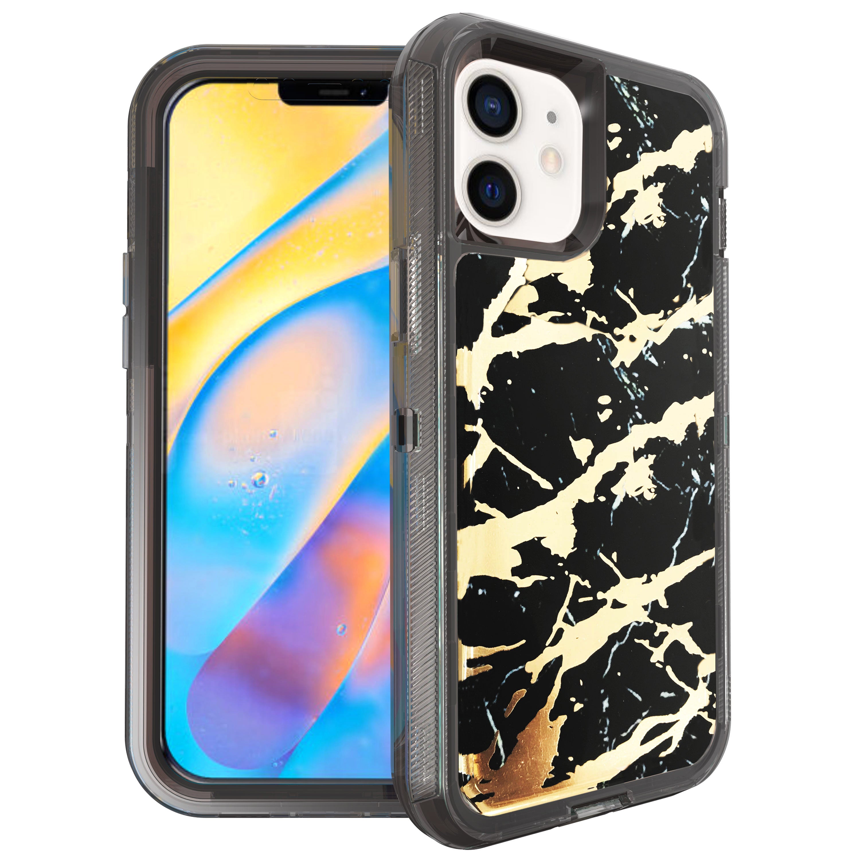 iPhone 12 /12Pro (6.1") Anti-Shock Durable Protective TPU Heavy Duty Marble Clear Case