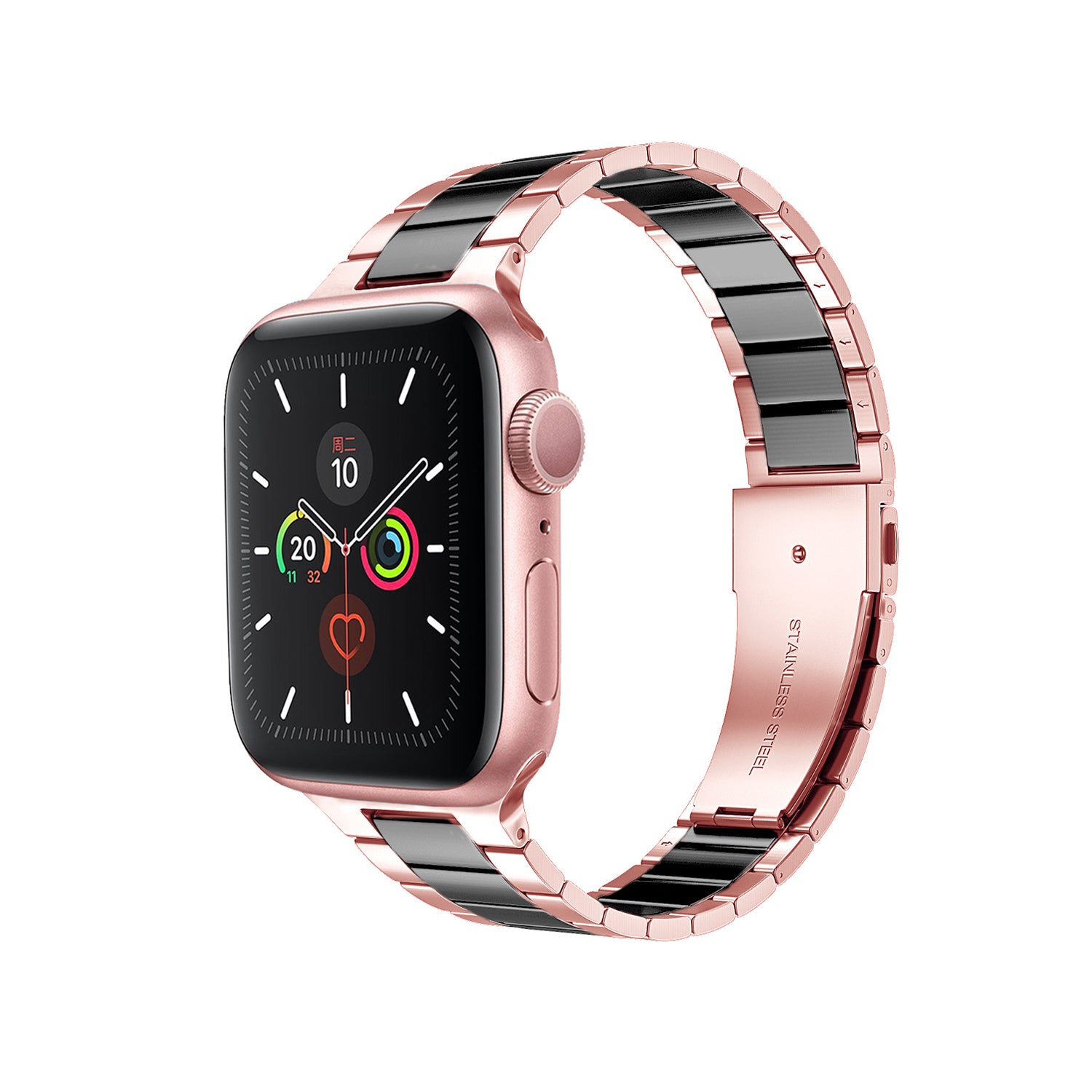 Solid Stainless Steel Metal Replacement Watchband with two-color strap Compatible with iWatch 7/SE /6/ 5/ 4 /3/ 2/1(38mm/40mm,41mm)
