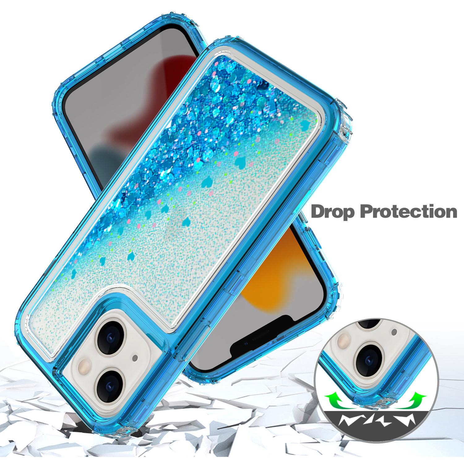 iPhone 13 Transparent four corner anti falling quicksand protective case