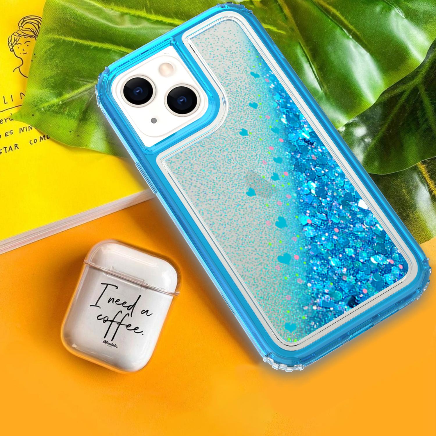 iPhone 13 Transparent four corner anti falling quicksand protective case