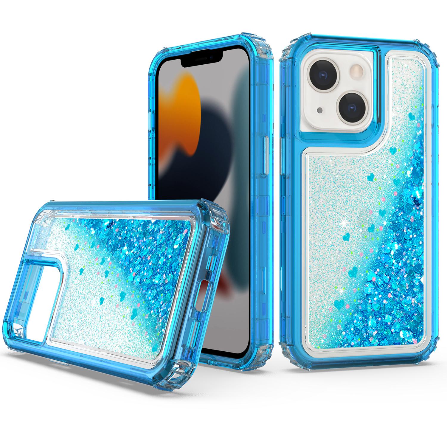 iPhone 13 Transparent four corner anti falling quicksand protective case