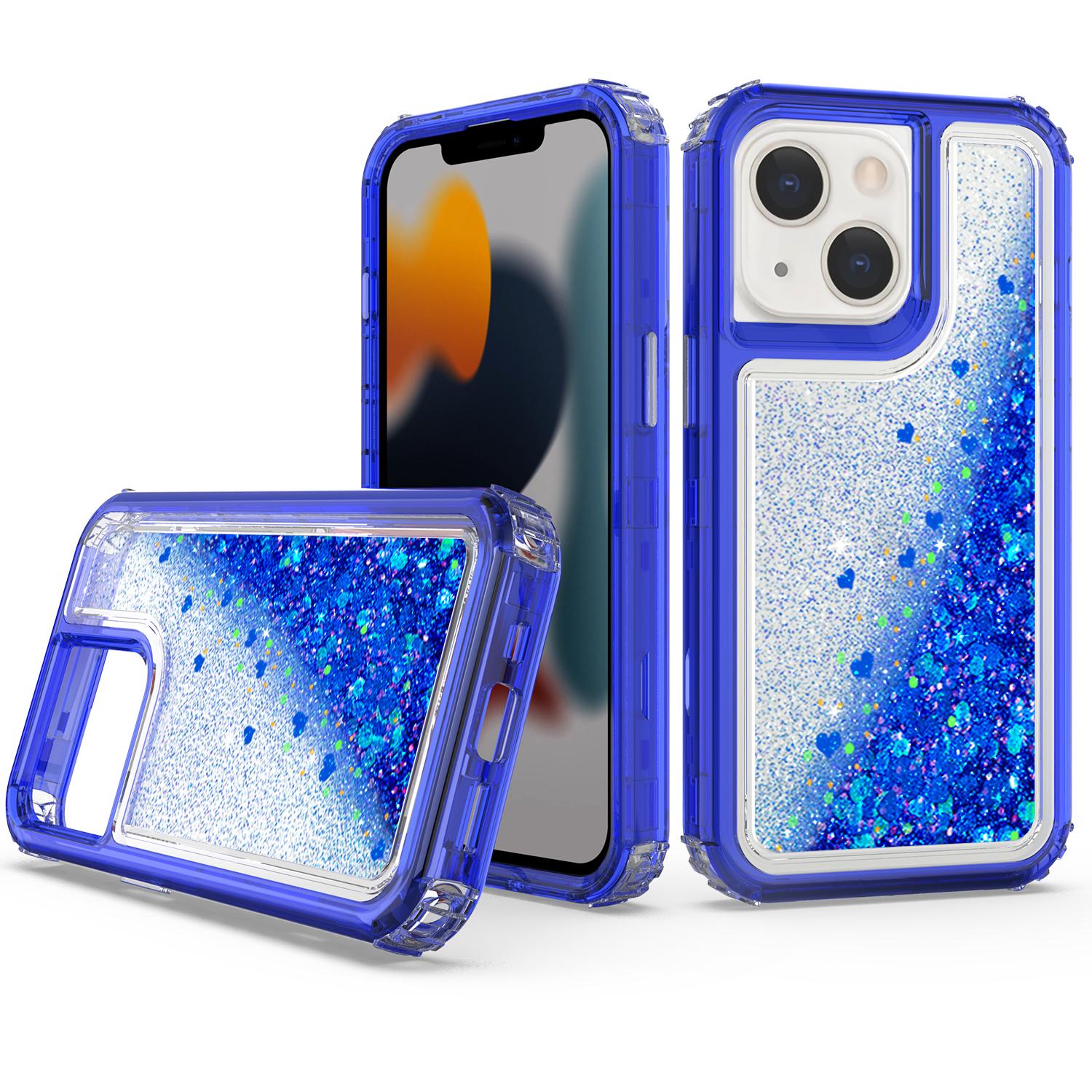 iPhone 13 Transparent four corner anti falling quicksand protective case