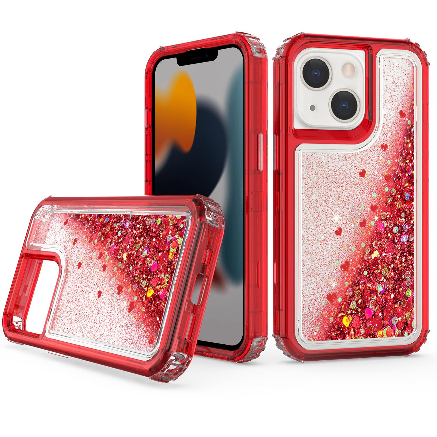 iPhone 13 Transparent four corner anti falling quicksand protective case