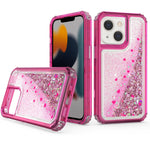 iPhone 13 Transparent four corner anti falling quicksand protective case