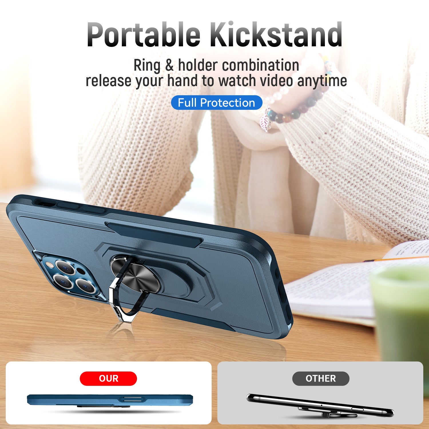 Kickstand fully protected  heavy-duty shockproof case for iPhone 13 Pro