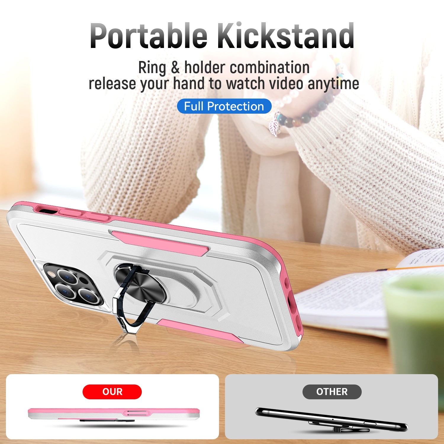 Kickstand fully protected  heavy-duty shockproof case for iPhone 13 Pro