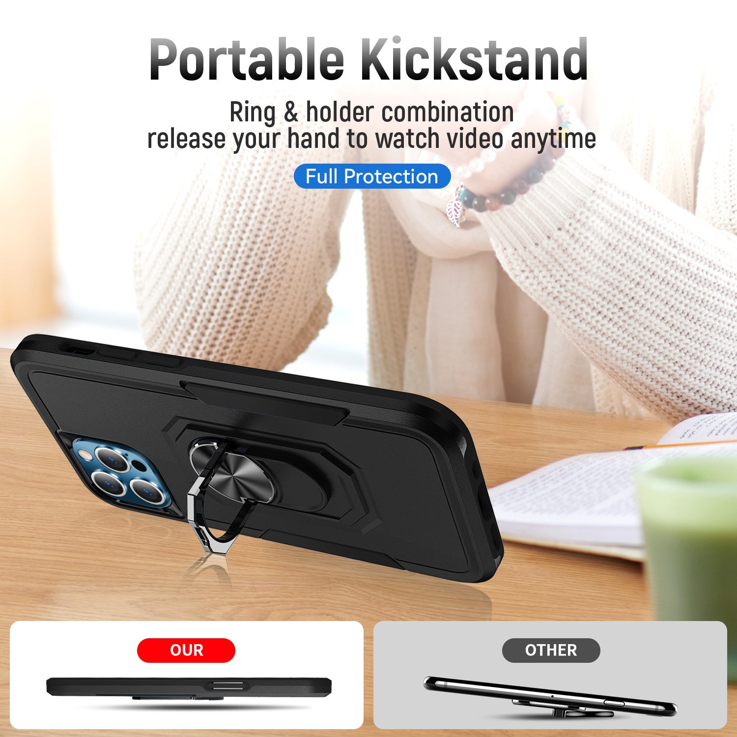 Kickstand fully protected  heavy-duty shockproof case for iPhone 13 Pro