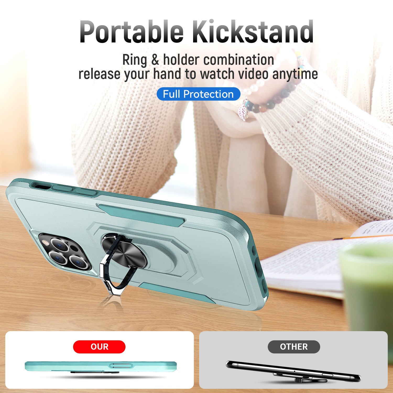 Kickstand fully protected  heavy-duty shockproof case for iPhone 13 Pro