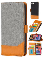 2 in 1  iPhone SE 3/2 (4.7") Canvas stitched side buckle leather case