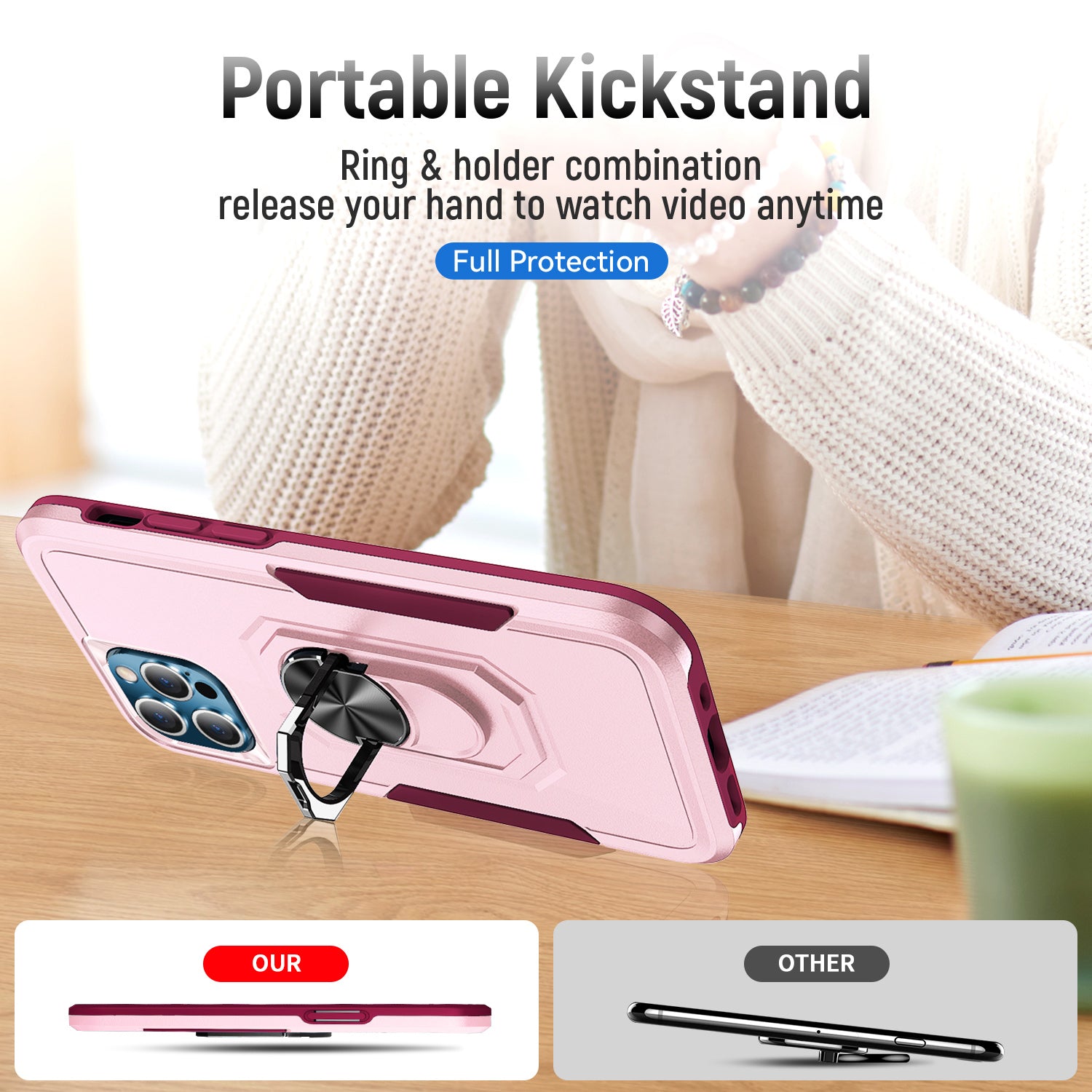 Kickstand fully protected  heavy-duty shockproof case for iPhone 13 Pro