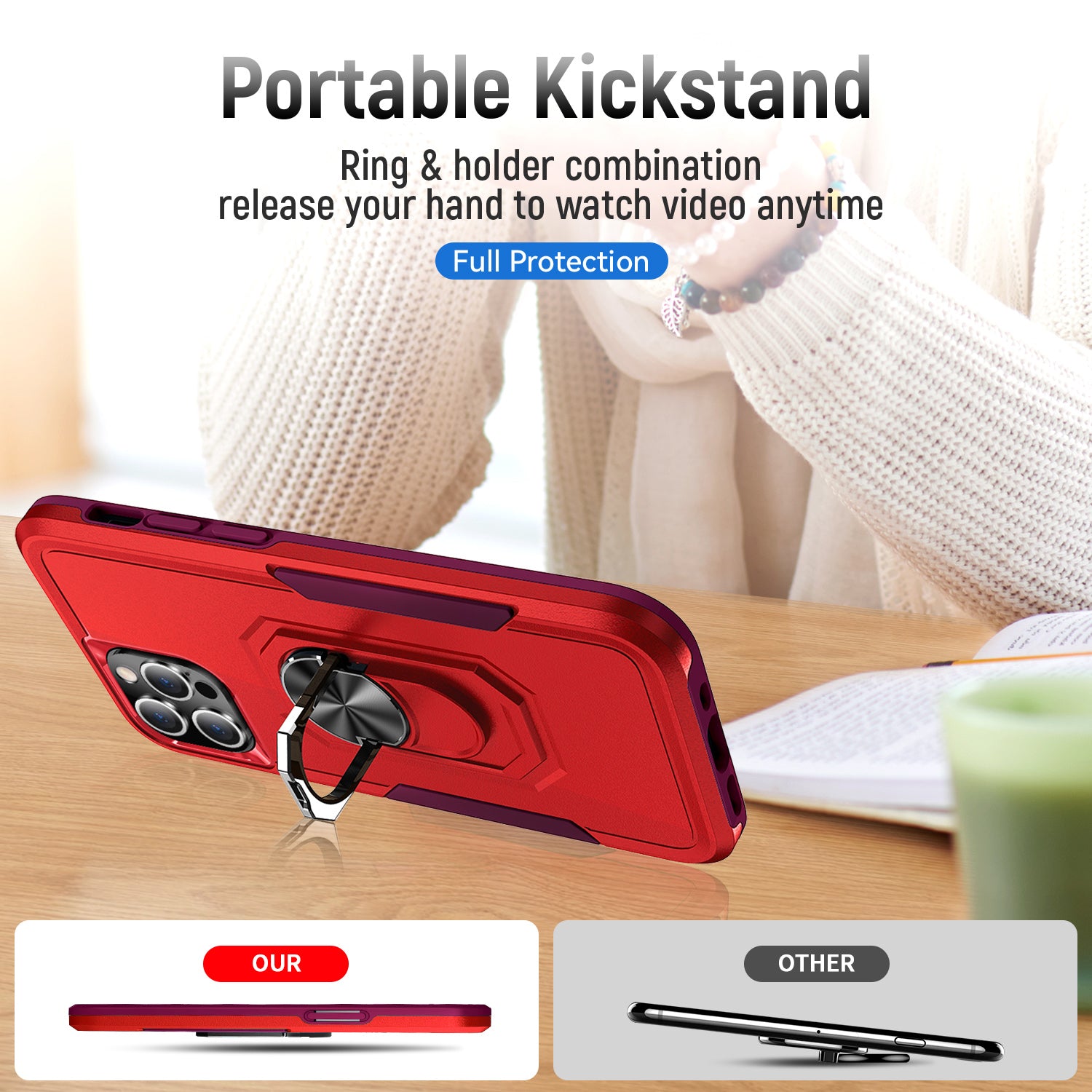 Kickstand fully protected  heavy-duty shockproof case for iPhone 13 Pro