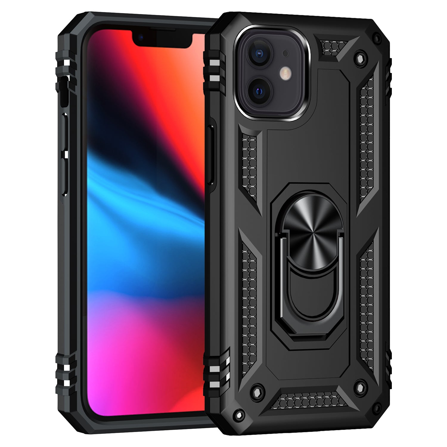 iPhone 11  (6.1") Dual Cagnetic GPS car mounolors Ring Mt Phone Holder case