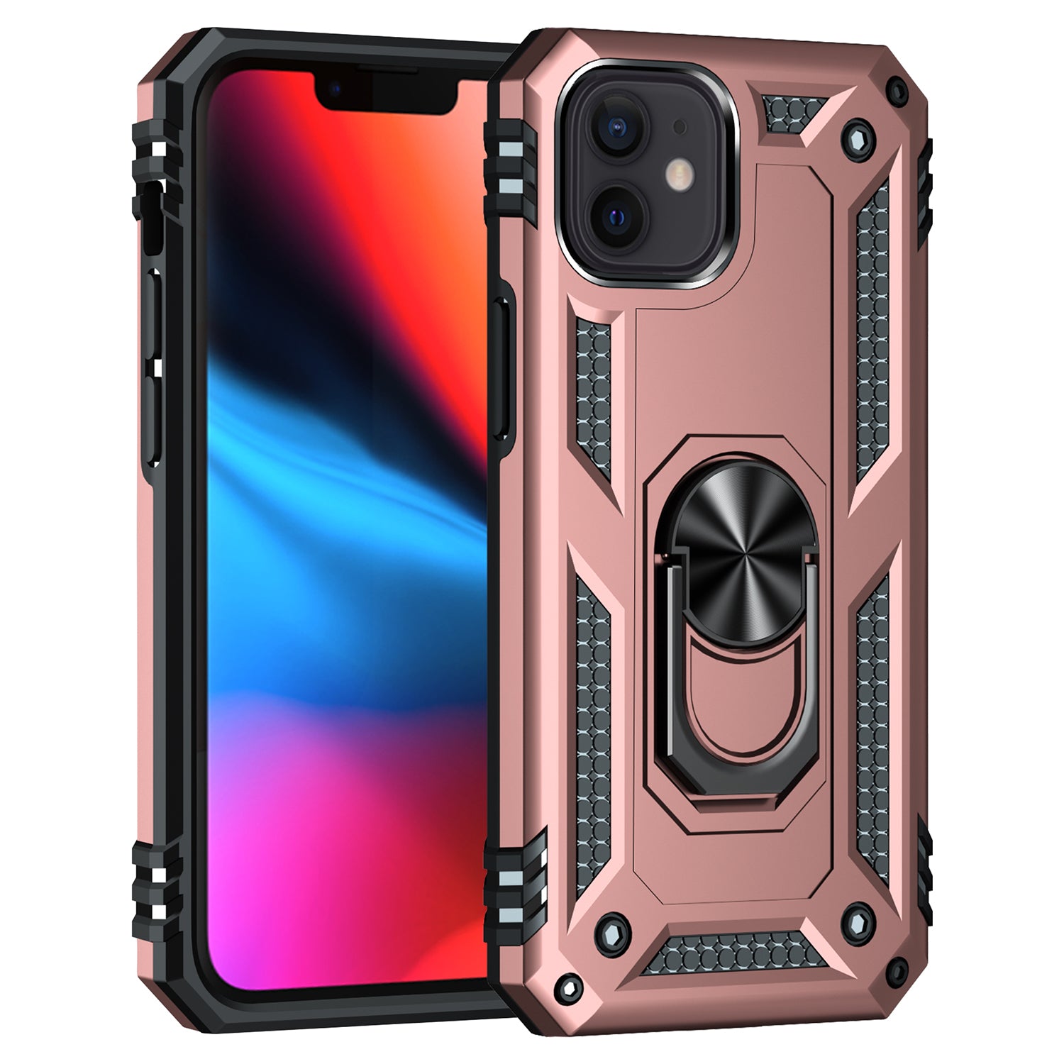 iPhone 11  (6.1") Dual Cagnetic GPS car mounolors Ring Mt Phone Holder case