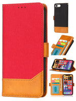 2 in 1  iPhone SE 3/2 (4.7") Canvas stitched side buckle leather case