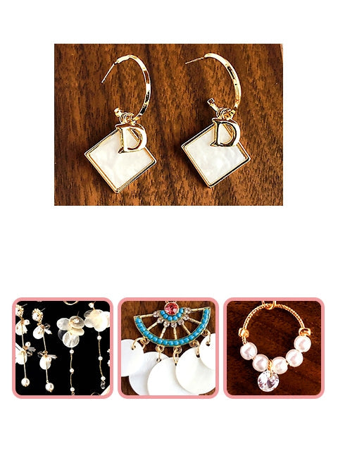 A Dozen of Designed Square Shape with D letter Earrings  (1904251-30)