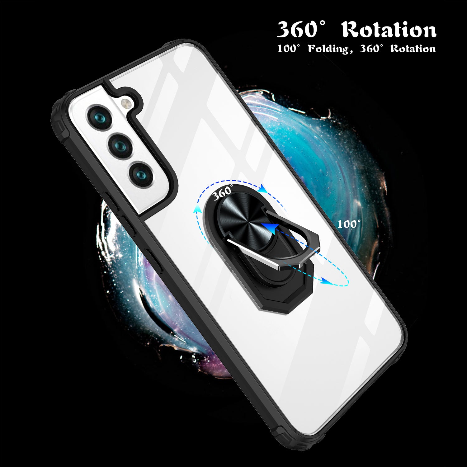 Samsung Galaxy S23 Plus Transparent acrylic material with Magnetic GPS Car Mount Phone Holder Case support on the back