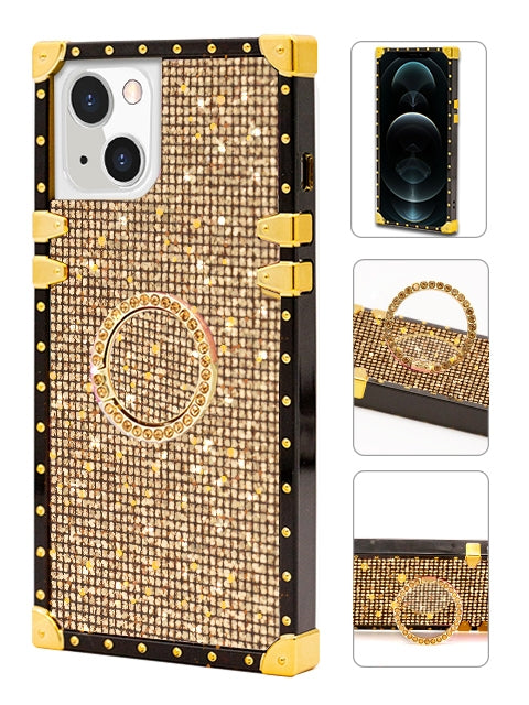 iPhone 13 mini Fashion Case TPU Luxury Grey Diamonds  with Kickstand
