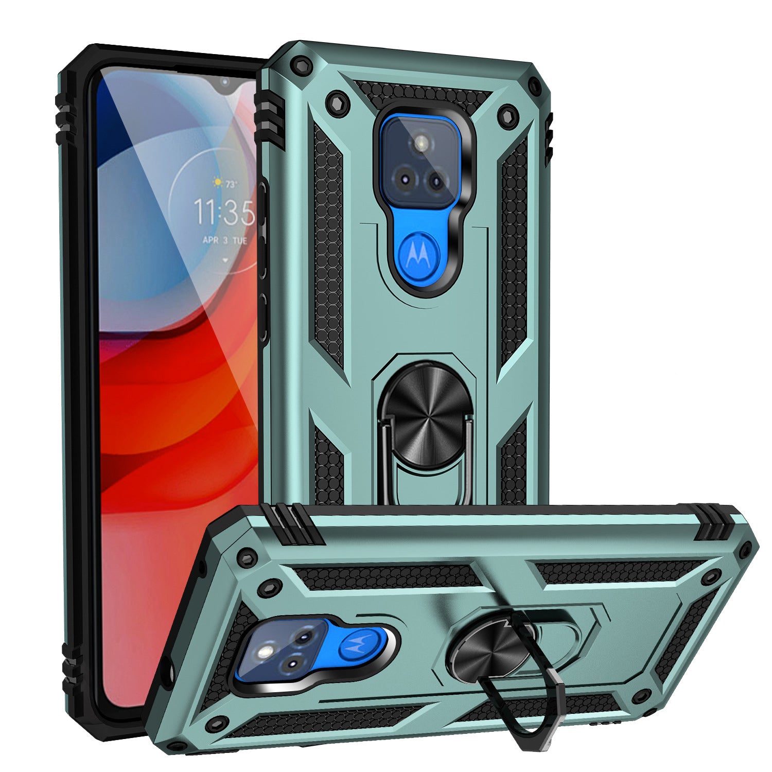 MOTO G Play(2021) Dual Colors Ring Magnetic GPS car mount Phone Holder Case