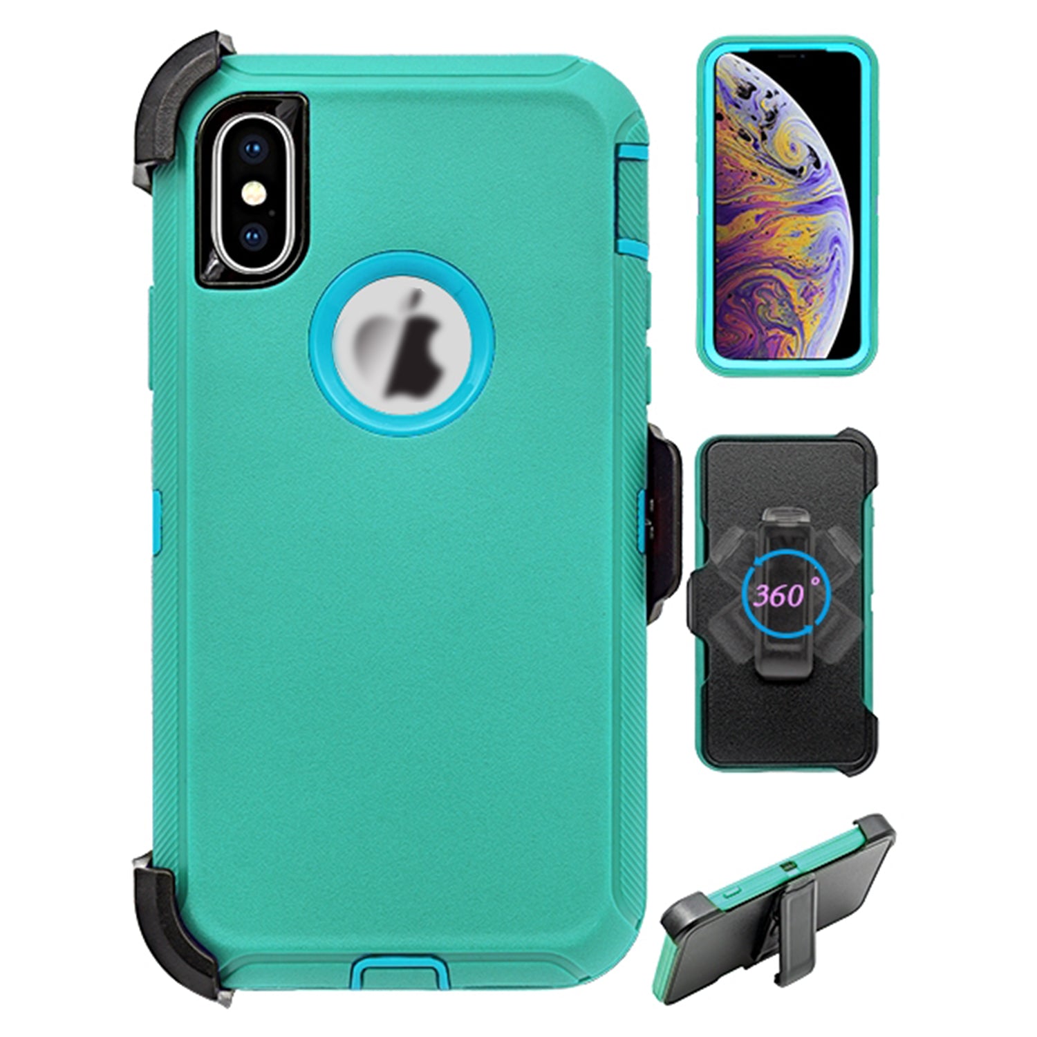 iPhone Xs Max(6.5") Full Protection Heavy Duty Case  with Kickstand Belt Clip