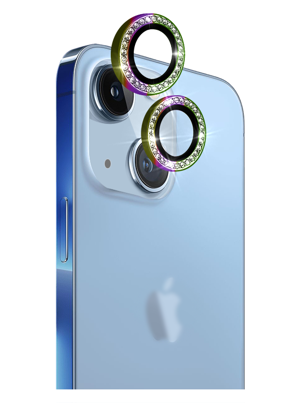 Crystal Diamond Camera Lens Protective Case For iPhone 14  Tempered Glass Aluminum Alloy Lens Screen Cover Eagle Eye Series-Black