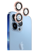 Crystal Diamond Camera Lens Protective Case For iPhone 14 Pro Tempered Glass Aluminum Alloy Lens Screen Cover Eagle Eye Series-Gold