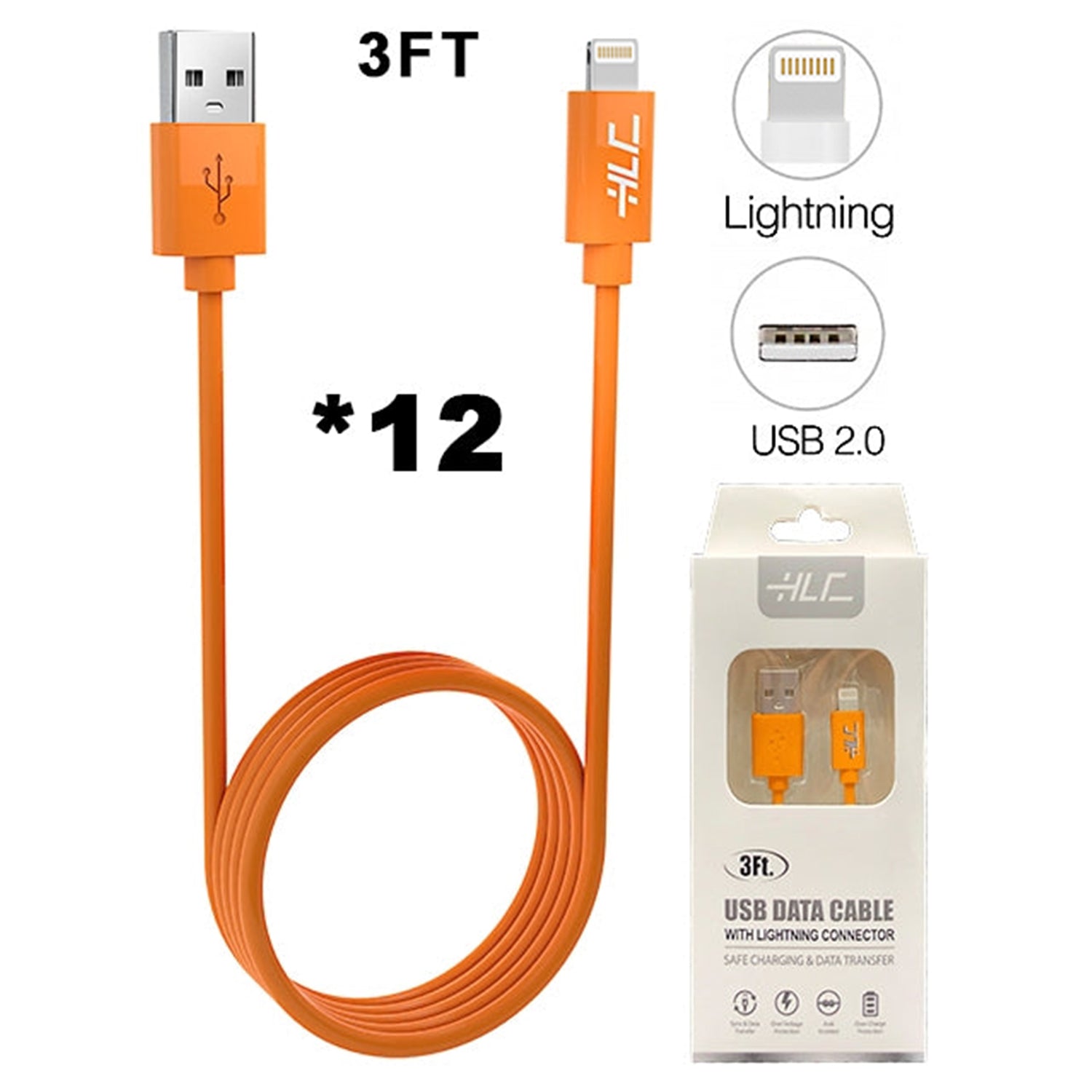A Dozen of Lightning USB Cable for iPhone 11/11 Pro /11 Pro Max/ Xs Max/ X / XS/ 8 / 7 (3FT)