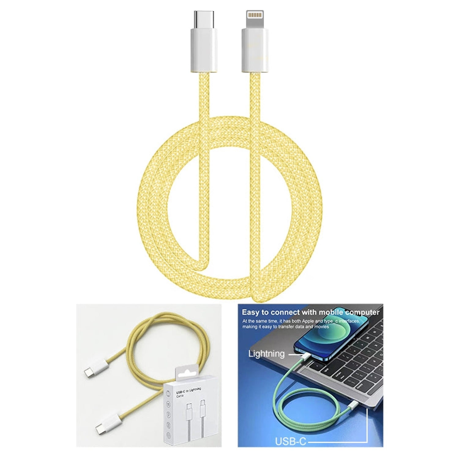 3FT. PD Color weaving USB-C to lightning cable-for iPhone 13/12/11