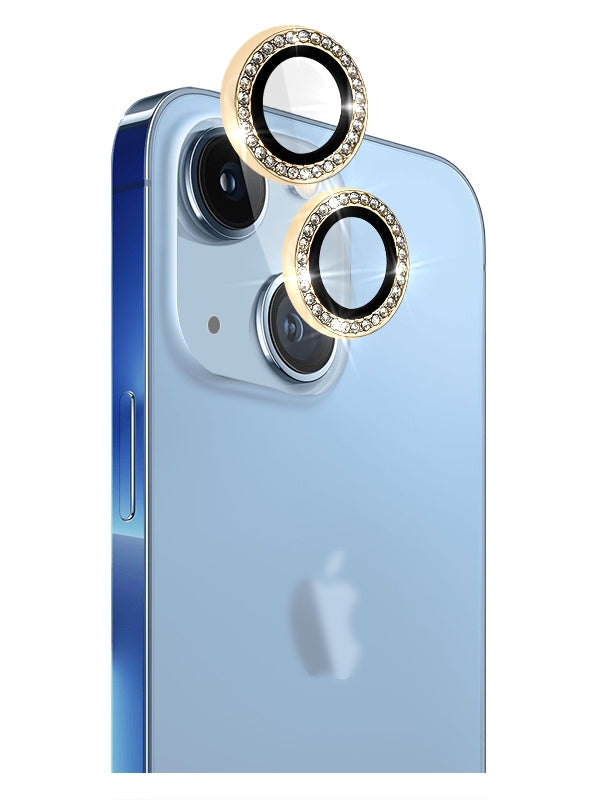 iPhone 14 Plus(6.7")Crystal bling bling Camera Lens Tempered Glass Screen Protector Eagle Eye Series-Blue