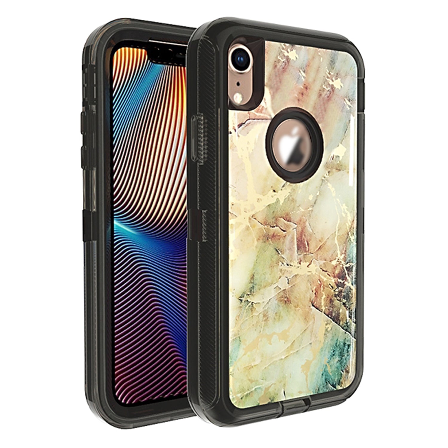 iPhone XR  Anti-Shock Durable Protective TPU Heavy Duty Marble Clear Case