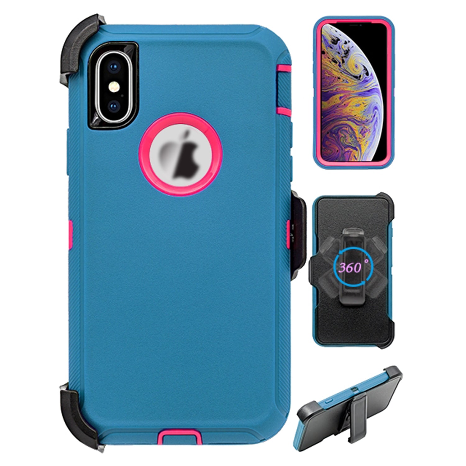 iPhone Xs Max(6.5") Full Protection Heavy Duty Case  with Kickstand Belt Clip