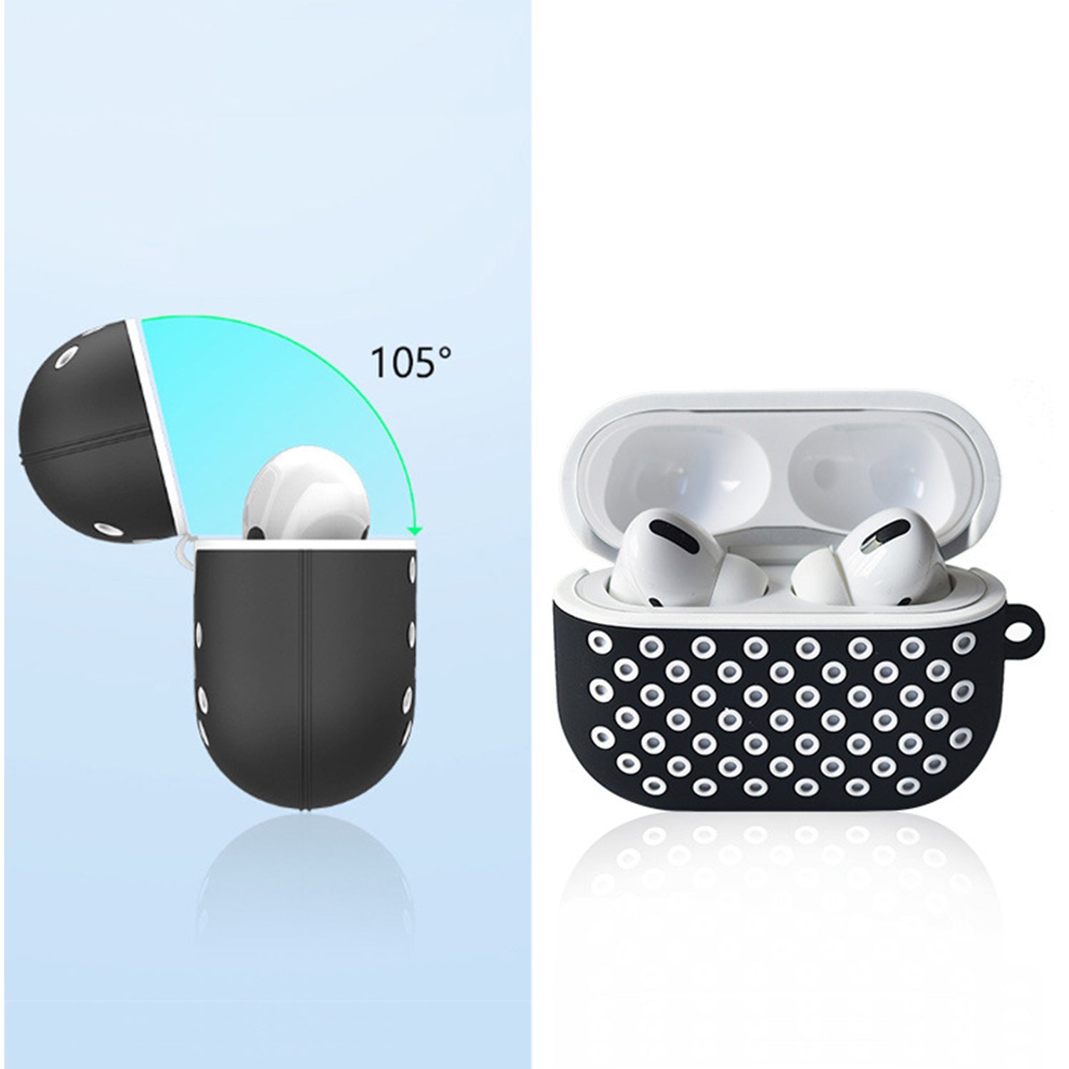 Two-color protective cover soft silicone ear cover dust and rain proof earphone storage box with hook, suitable  for AirPods Pro