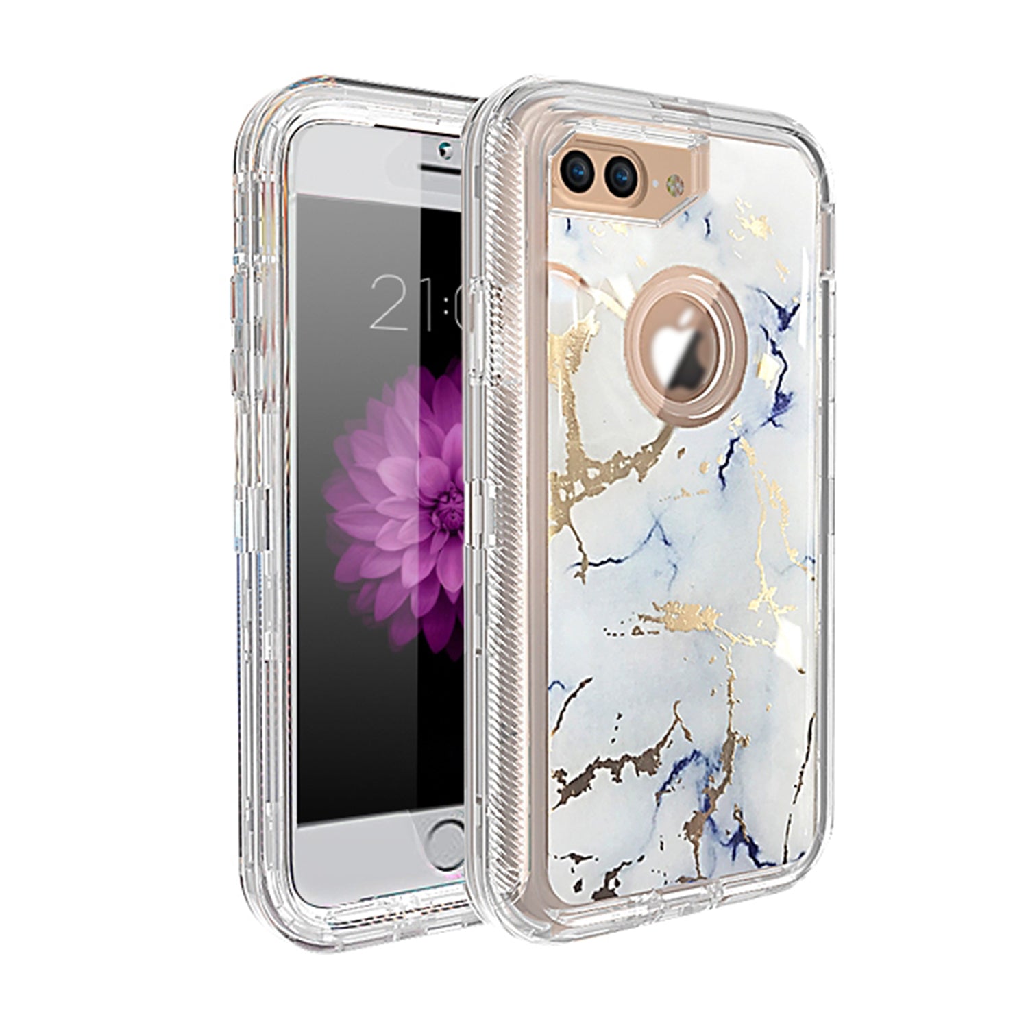 Clear Case for iPhone 8/7/6 Plus Anti-Shock Durable Protective TPU Heavy Duty Marble Phone Case