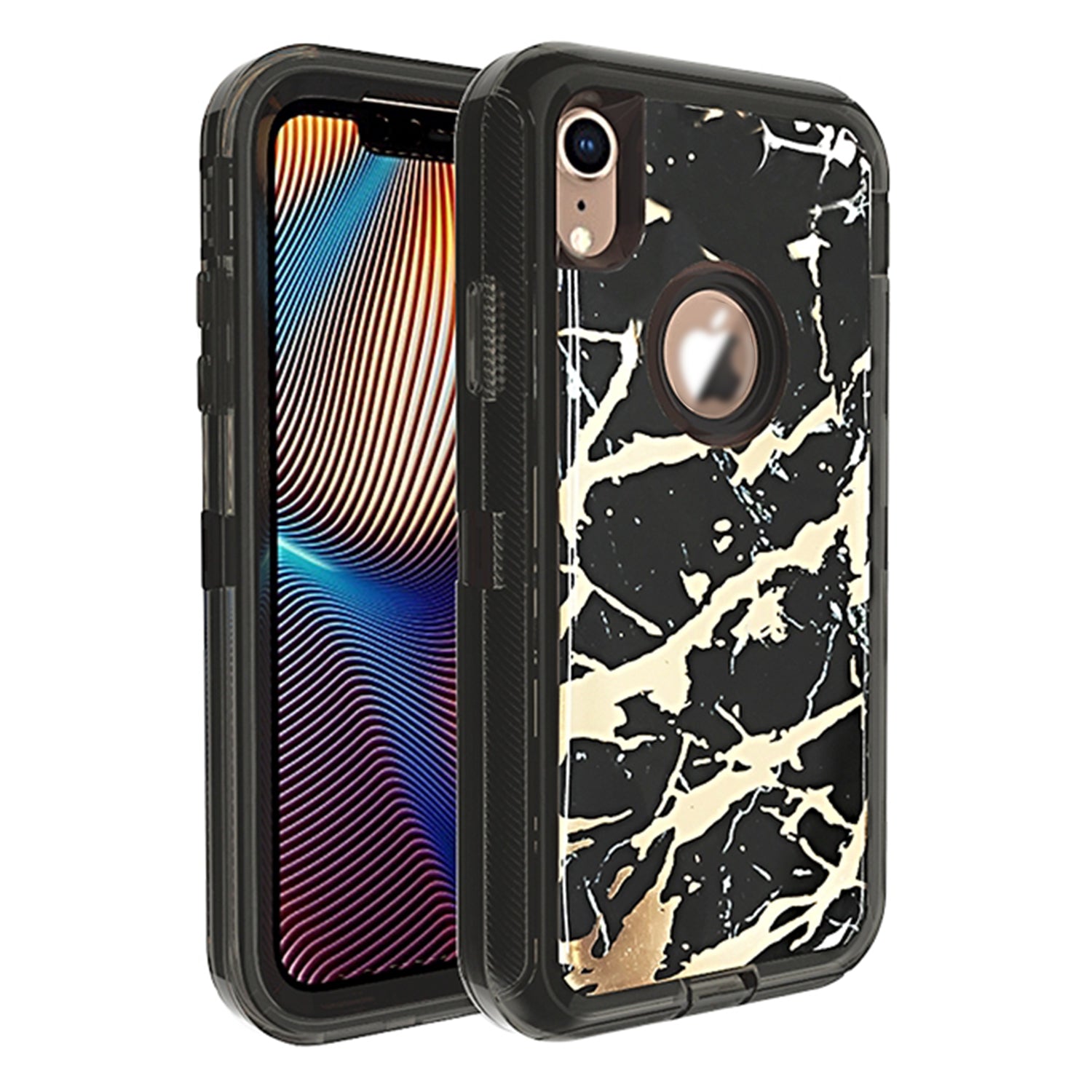 iPhone XR  Anti-Shock Durable Protective TPU Heavy Duty Marble Clear Case